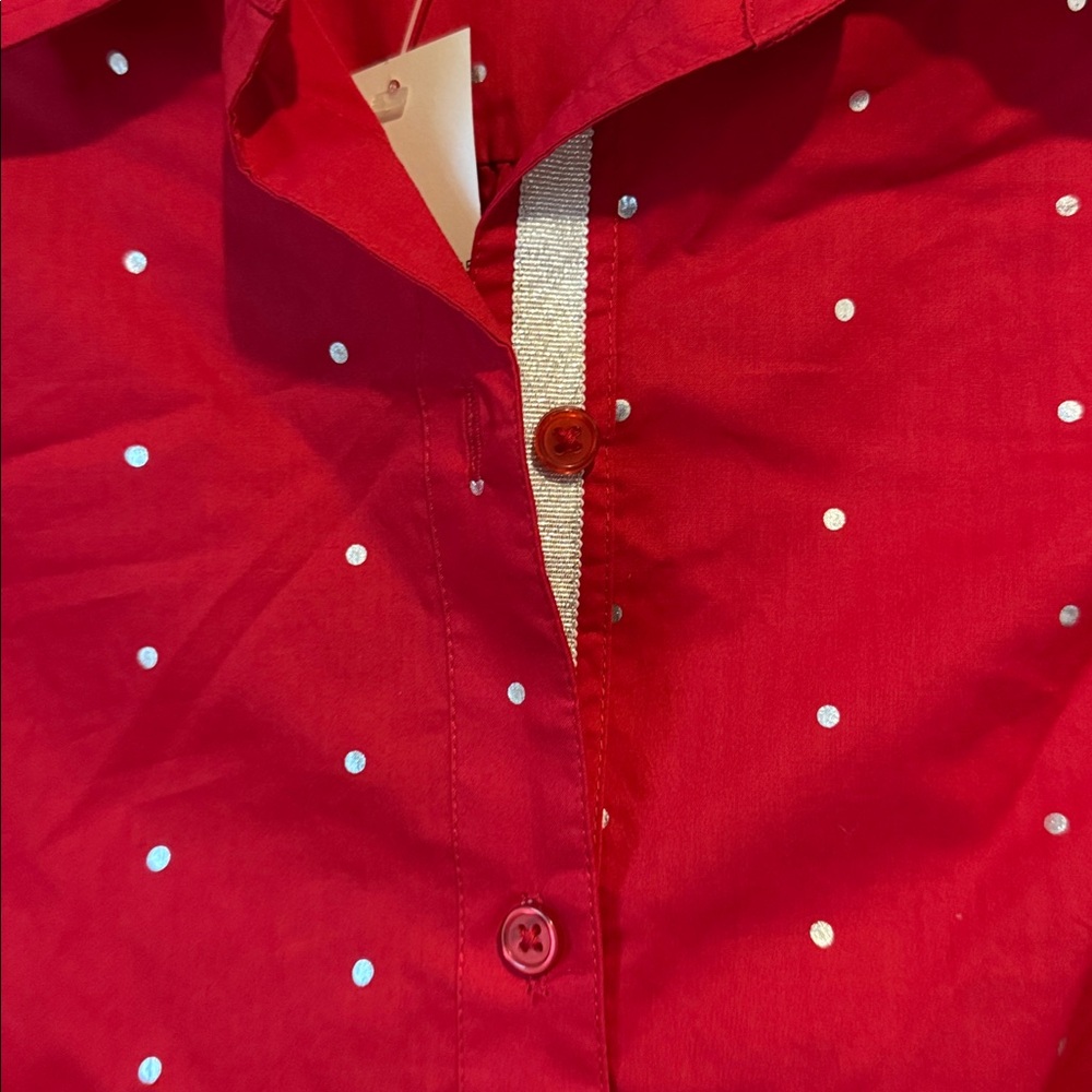 NWT Kim Rogers Small button-down shirt with metallic silver dots Cuff Sleeves - Picture 3 of 11